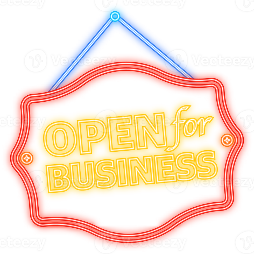 Neon Icon. Open for business sign. Flat design for business financial marketing banking png