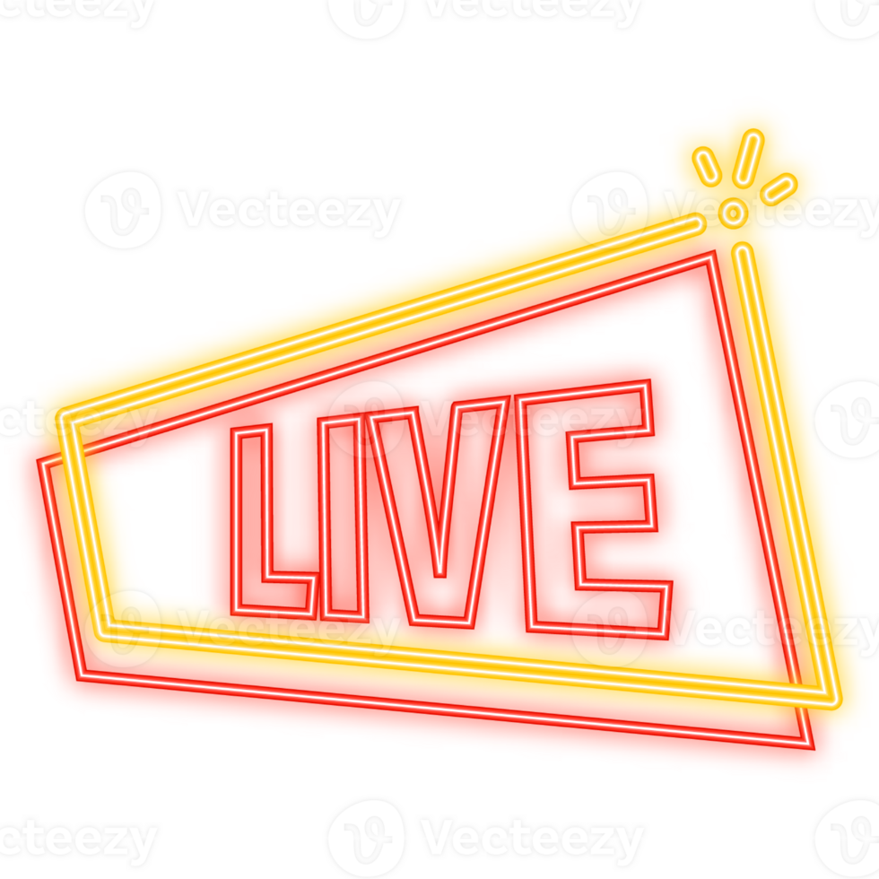 Neon Icon. Live icon, great design for any purposes. Live stream sign. Digital background. illustration png