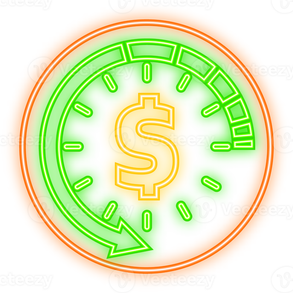 Neon Icon. Cashback concept logo. Cash back green banner on white background. png