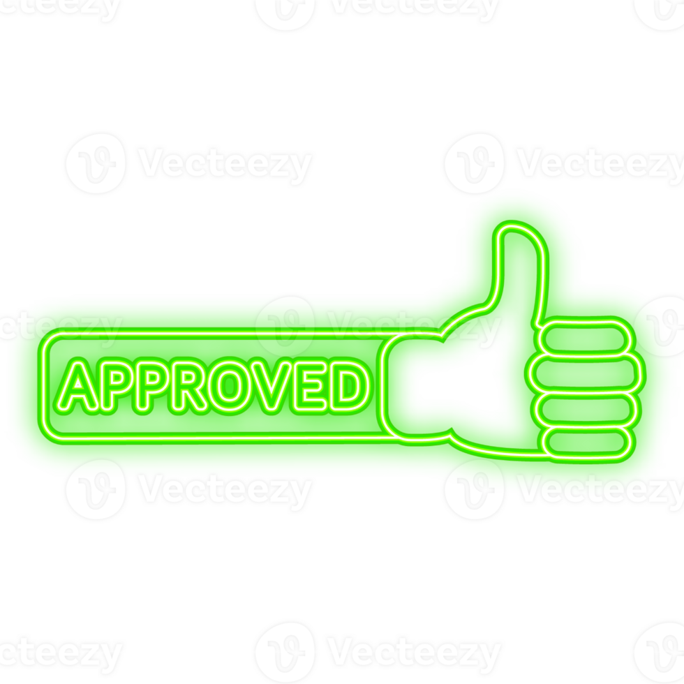 Neon Icon. Approved and Rejected banner. Positive feedback concept. Flat banner. illustration png