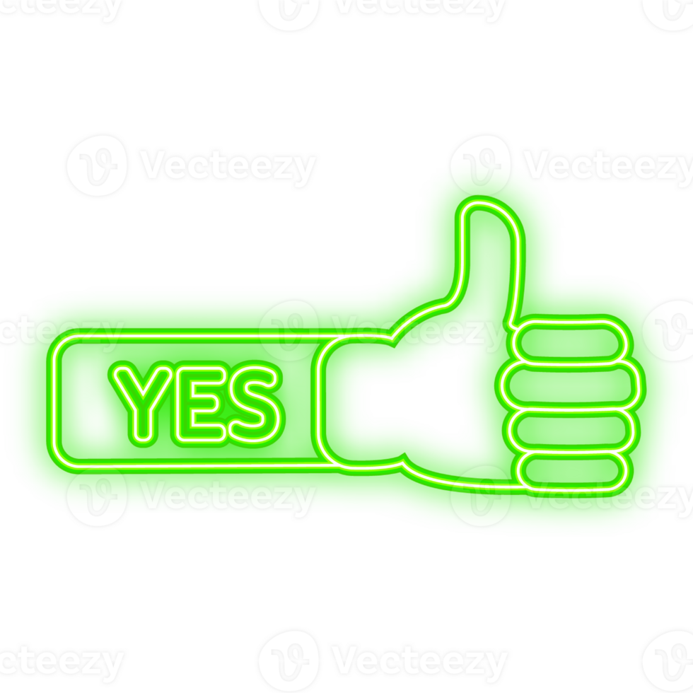 Neon Icon. Yes or no doodle green and red illustration on white background. illustration png