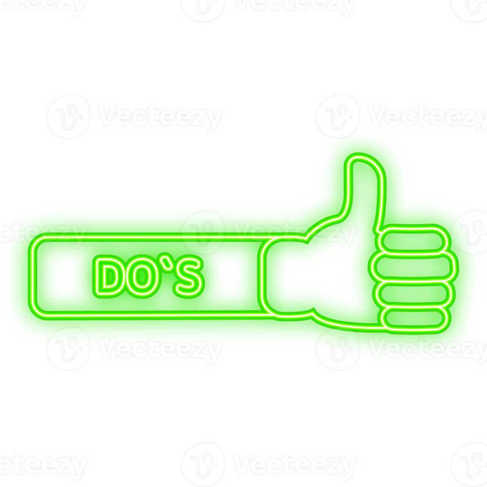 Neon Icon. Dos and Donts banner. Approved and Rejected. Positive feedback concept. Flat banner. illustration png