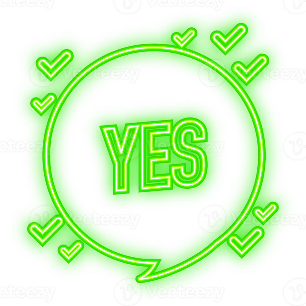 Neon Icon. Yes or no doodle green and red illustration on white background. illustration png