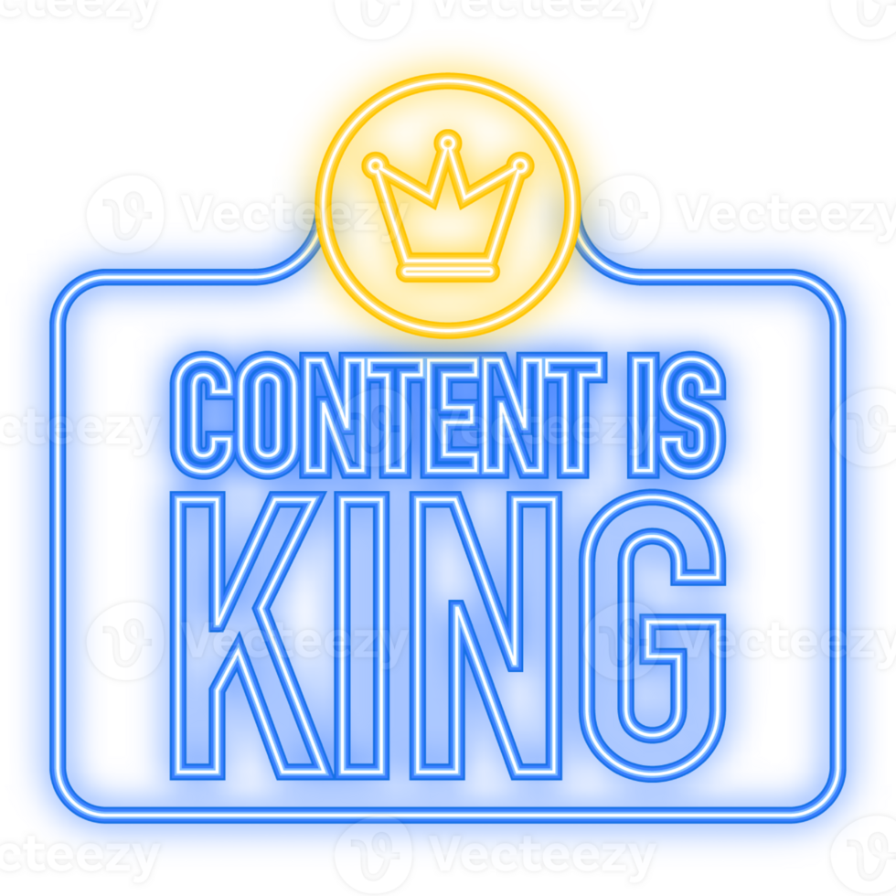 Neon Icon. Content is king, flat icon, badge on white background. stock illustration. png