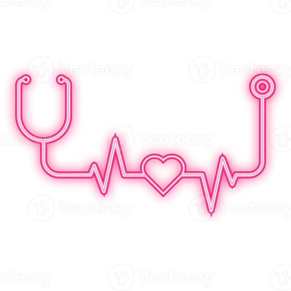 Neon Icon. heart with pulse icon in flat style isolated. png