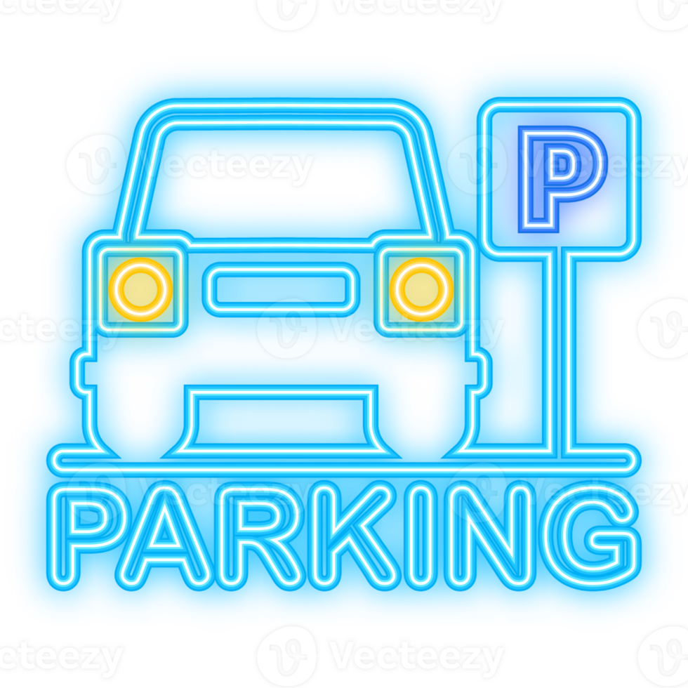 Neon Icon. Isolated Parking Sign - Blue roadsign with letter P isolated on white background png