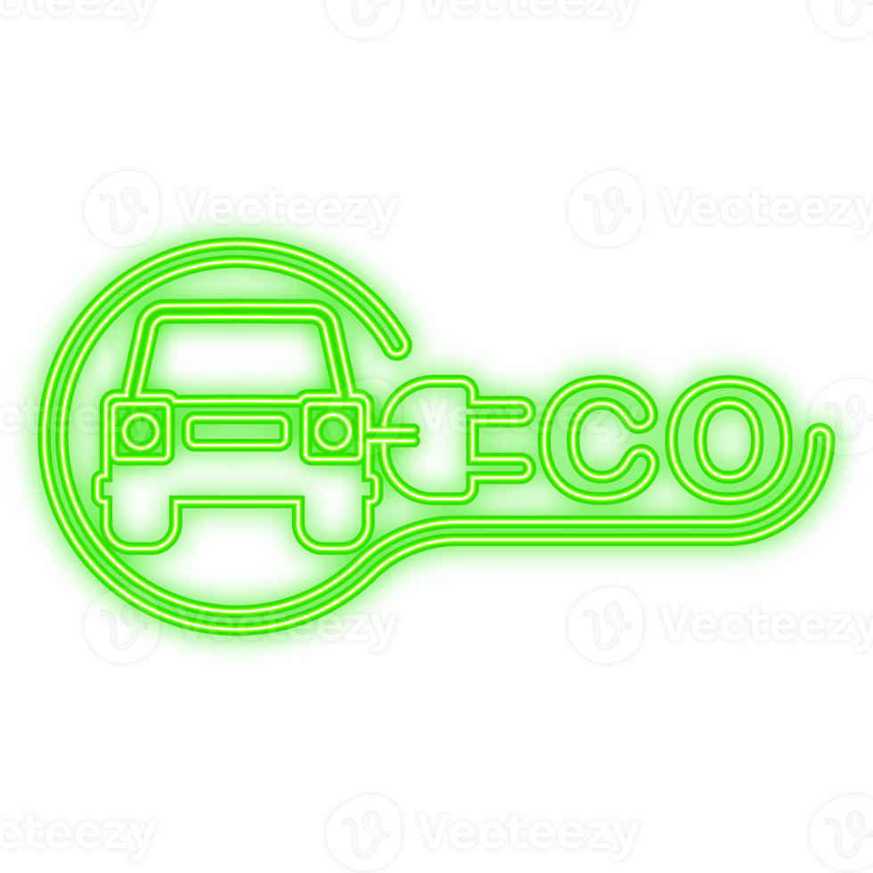 Neon Icon. Electric car and Electrical charging station symbol on a white background. illustration png
