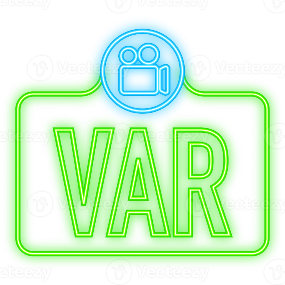 Neon Icon. Assistant Referee Illustration. Football, Soccer VAR System with Computer and Football Pitch Illustration. png