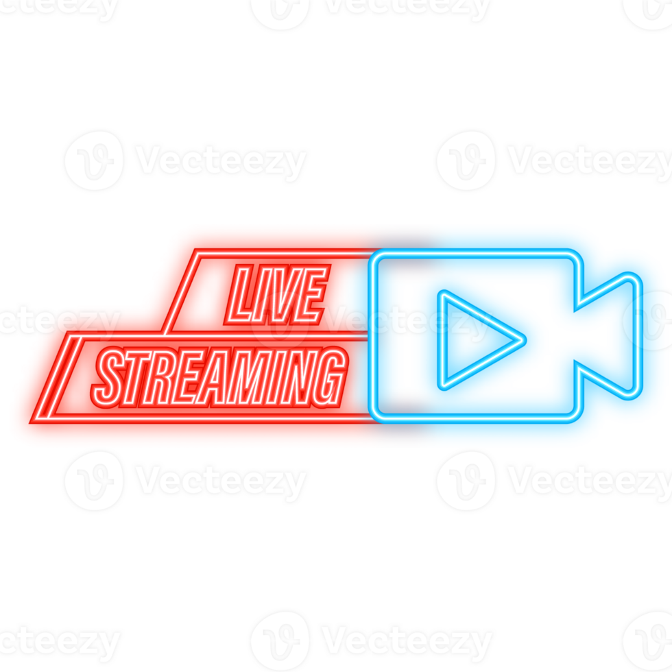 Neon Icon. Live Streaming Icon, Badge, Emblem for broadcasting or online tv stream. in flat design style png