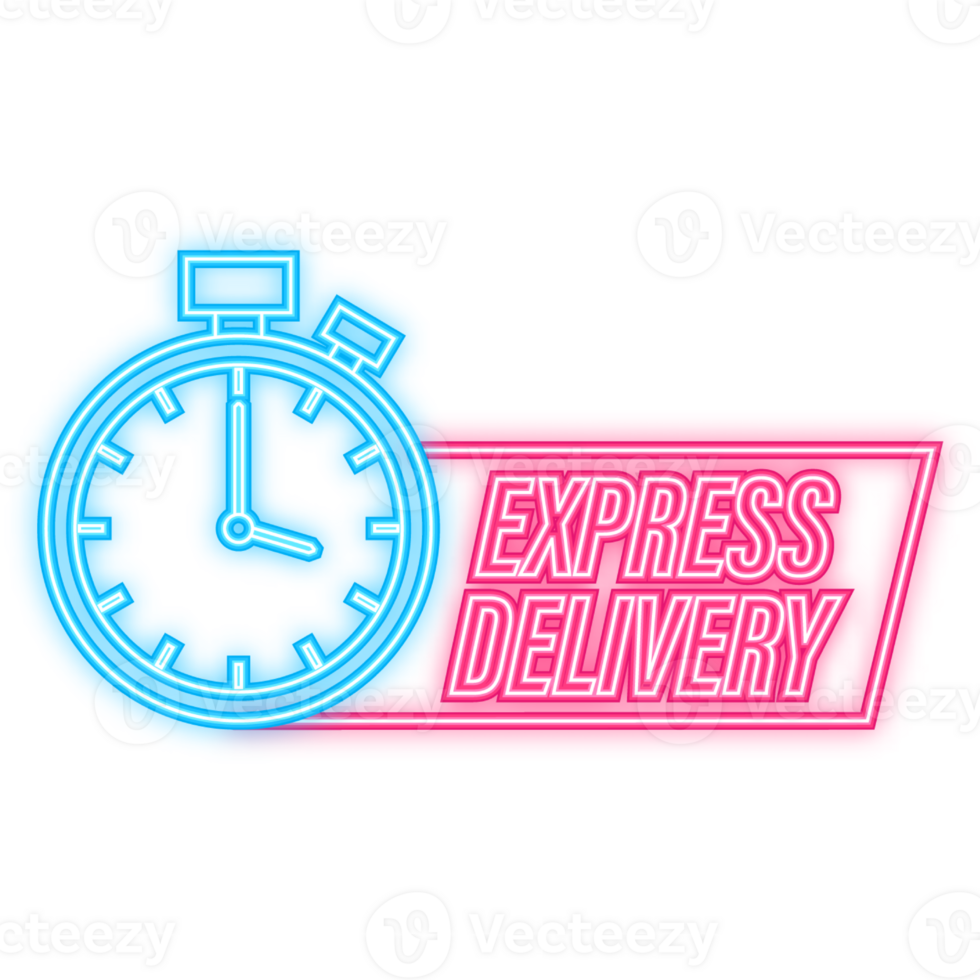 Neon Icon. Express delivery icon for apps and website. Delivery concept. illustration. Flat design png