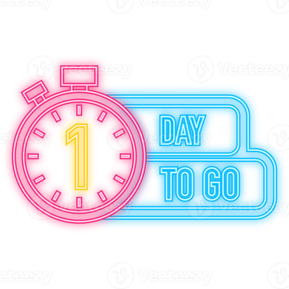 Neon Icon. 1 Day to go poster in flat style. illustration for any purpose png