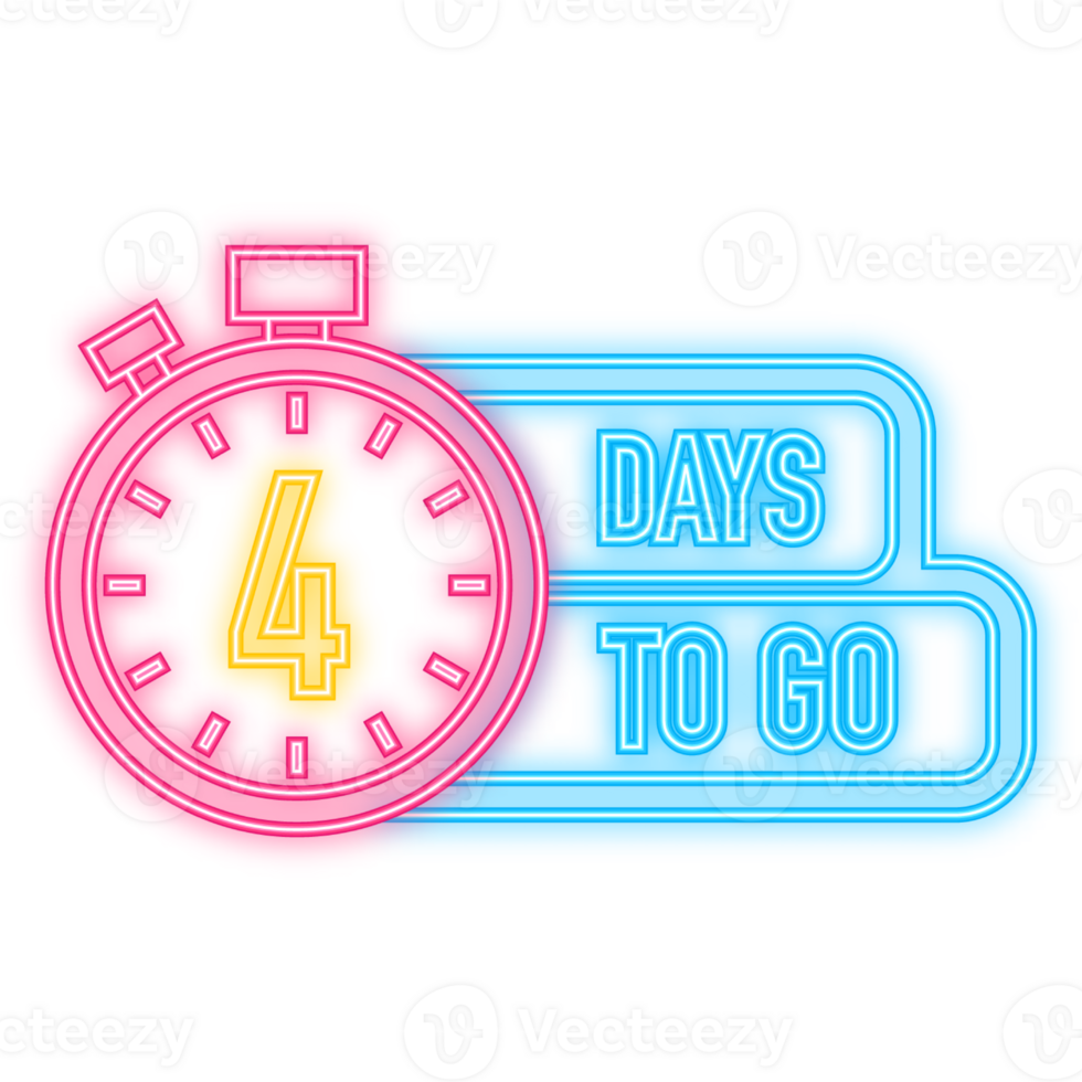 Neon Icon. 4 Days to go poster in flat style. illustration for any purpose png