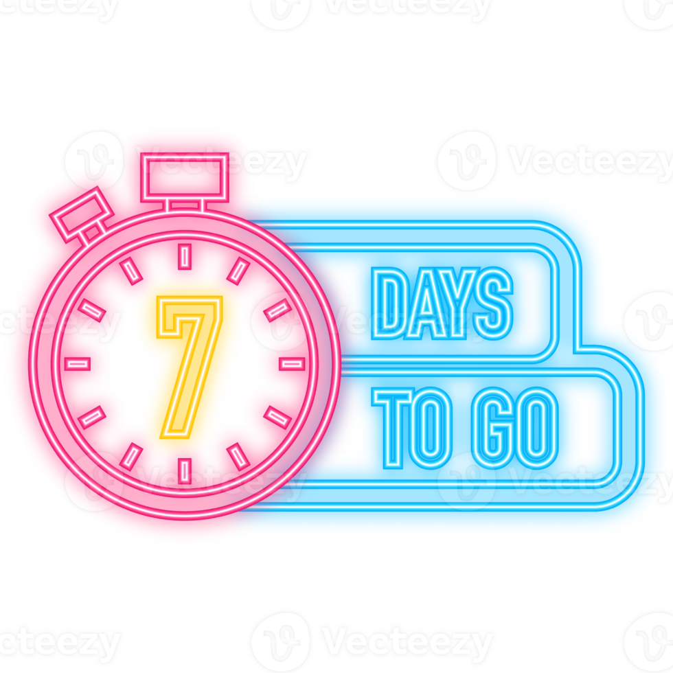 Neon Icon. 7 Days to go poster in flat style. illustration for any purpose png