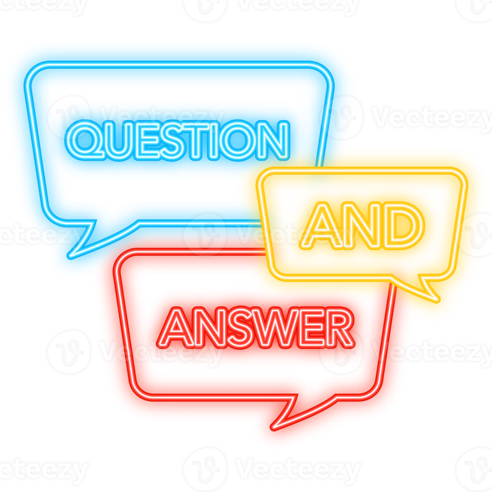 Neon Icon. Question and Answer Bubble Chat icon. illustration. png