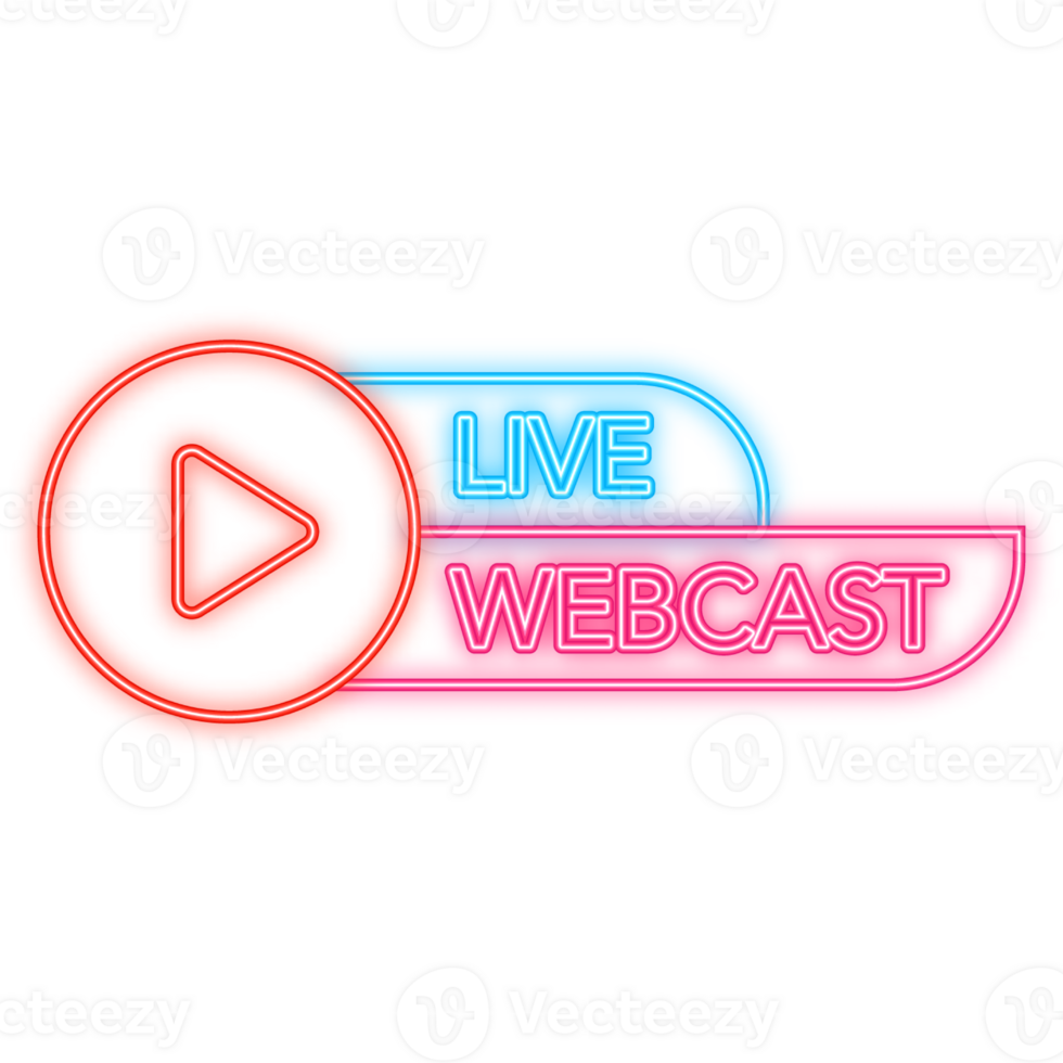 Neon Icon. Live Webcast Button, icon. design. Live Webcast banner png