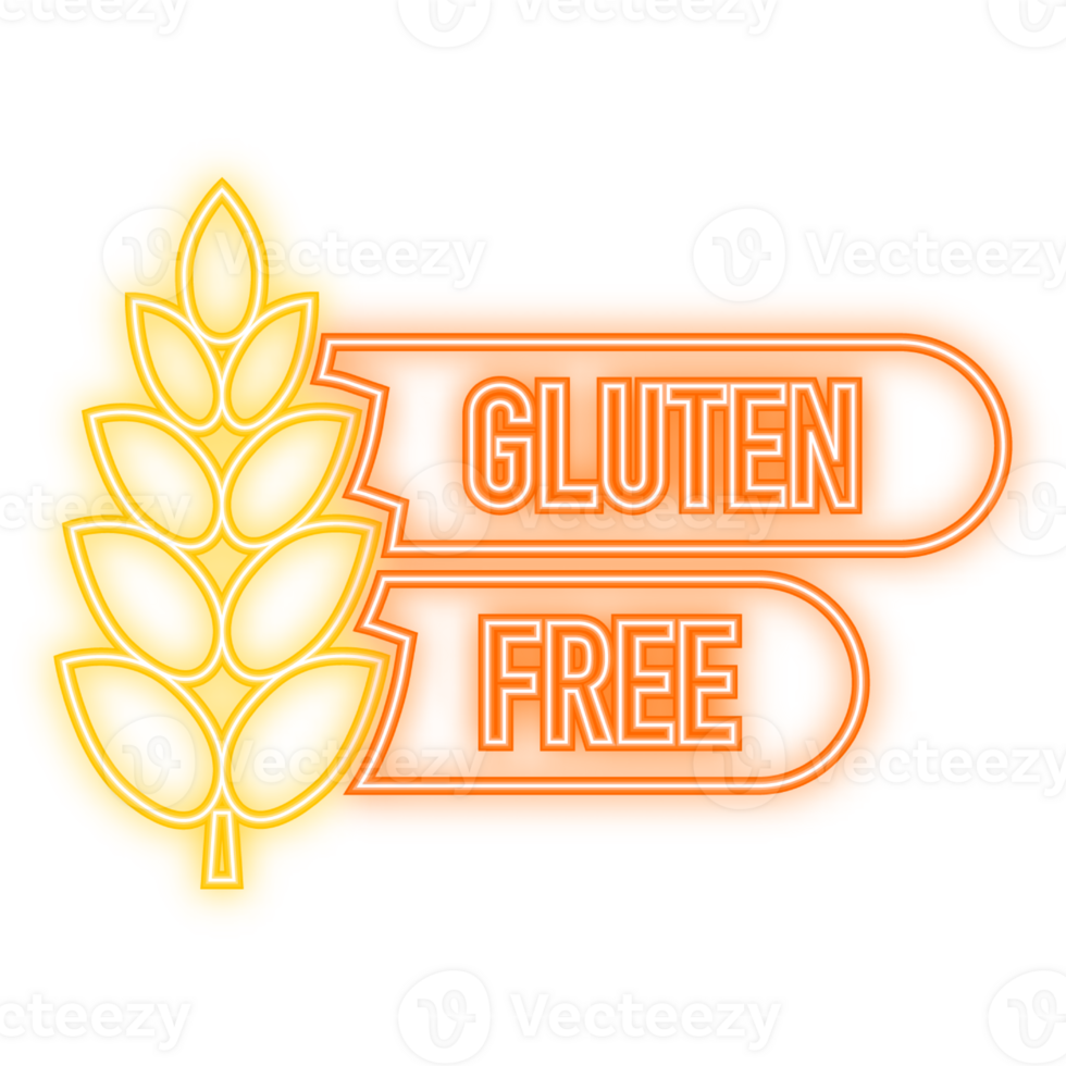 Neon Icon. Flat icon with lactose gluten gmo sugar free. Organic signs. illustration png