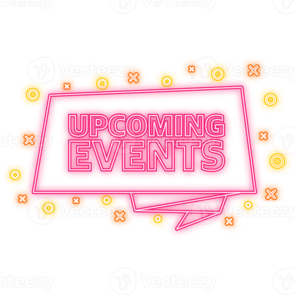 Neon Icon. Upcoming events poster in flat style. illustration png
