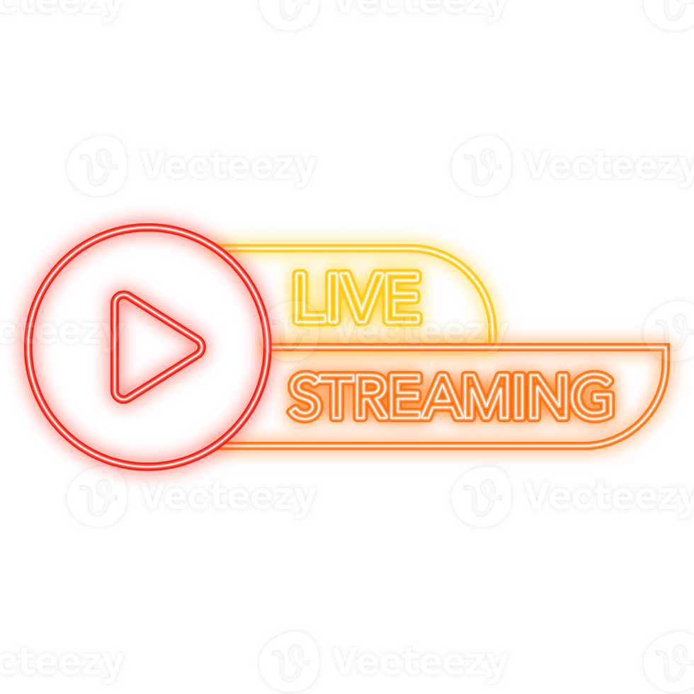 Neon Icon. Live Streaming Icon, Badge, Emblem for broadcasting or online tv stream. in flat design style png