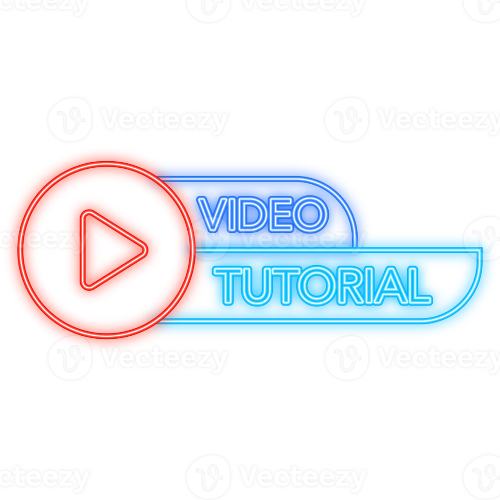 Neon Icon. tutorial icon on white background. tutorial banner png