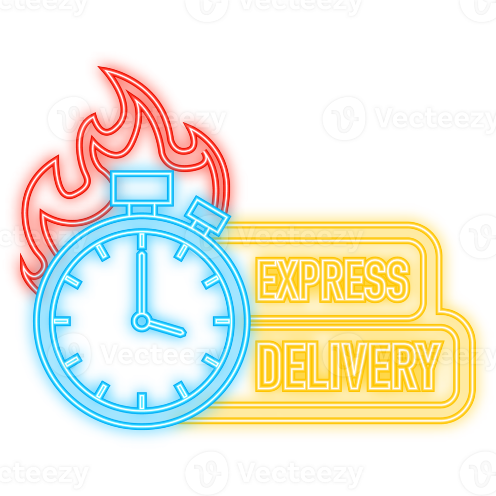 Neon Icon. Express delivery icon for apps and website. Delivery concept. illustration. Flat design png