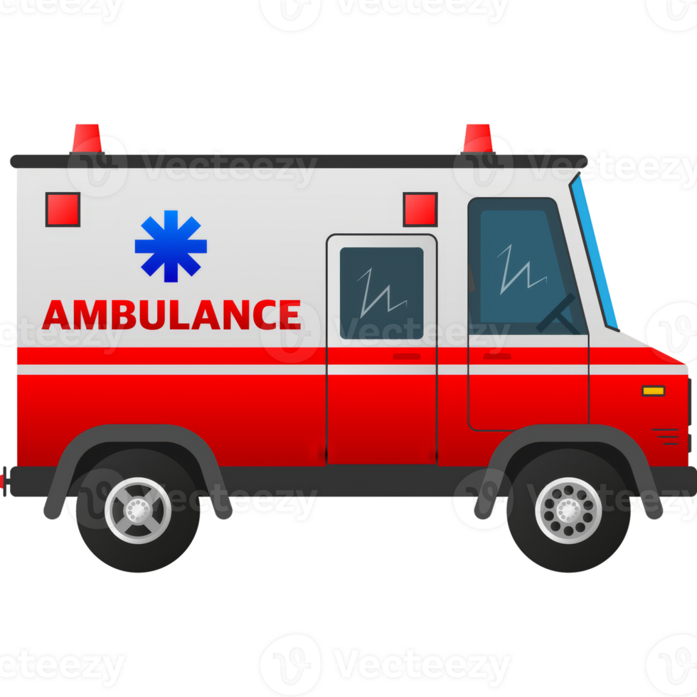 Ambulance emergency car or automobile moving fast illustration. Mockup template illustration png