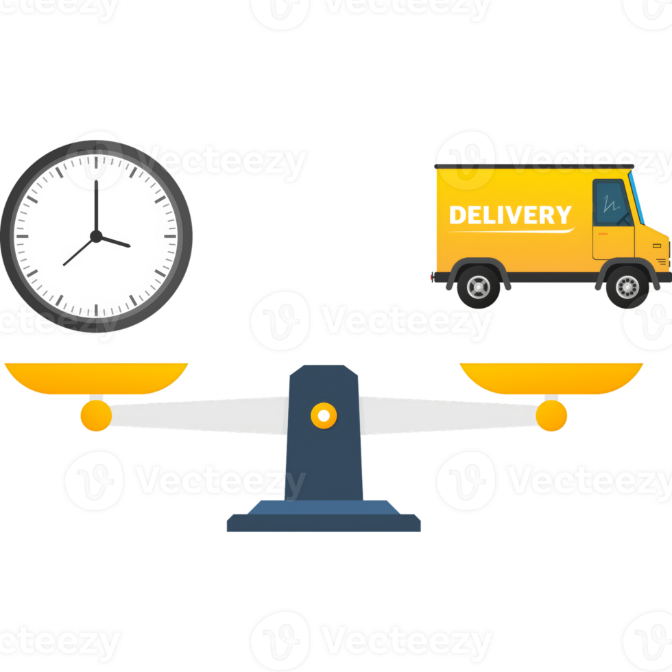 Express delivery service badge. Fast time delivery order with car on white background. illustration png