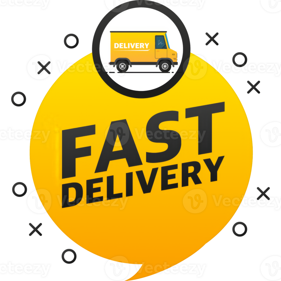 Fast delivery service badge. Fast time delivery order with stopwatch on white background. illustration png