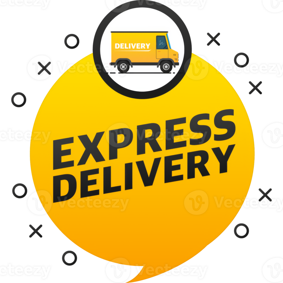 Express delivery service badge. Fast time delivery order with stopwatch on white background. illustration png