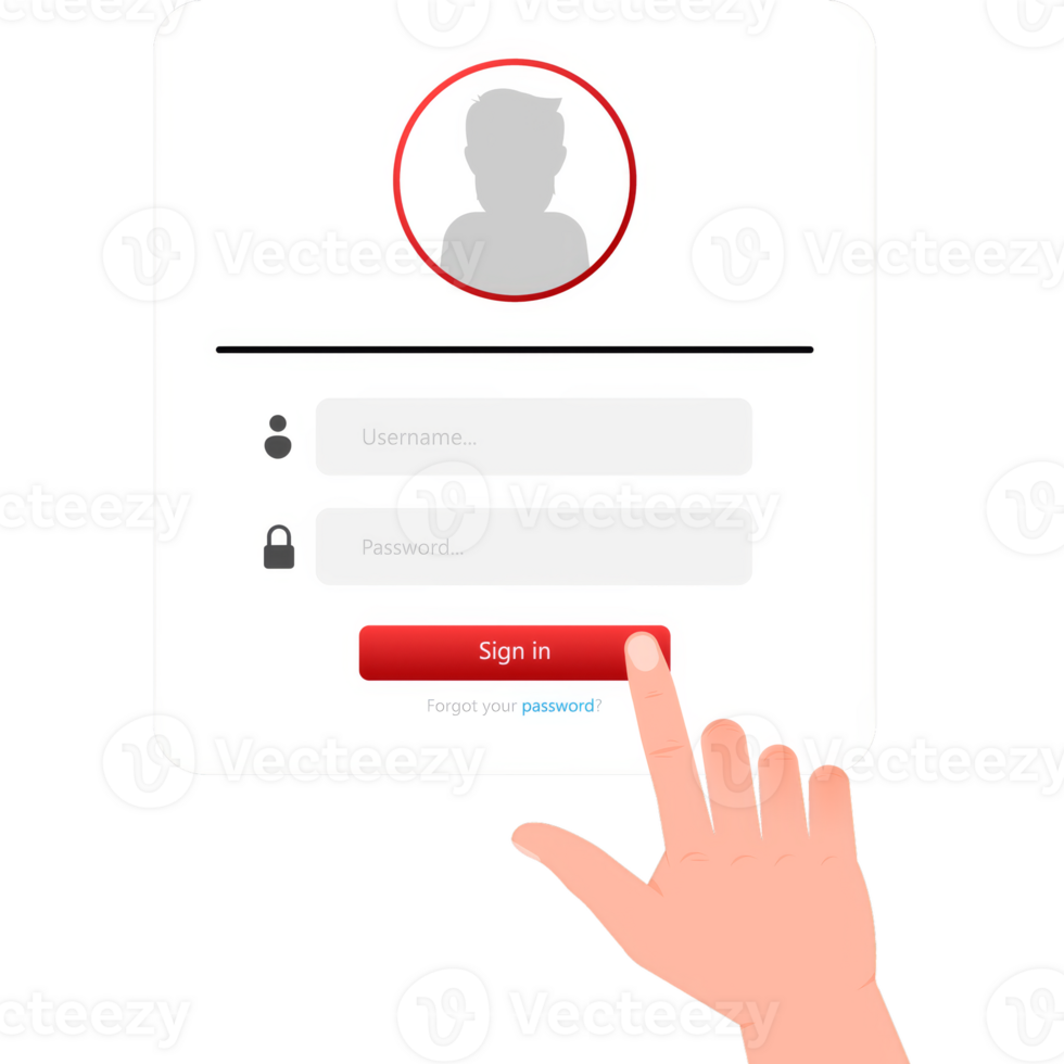 Sign in page in 3d style. Business concept background. Alert message png