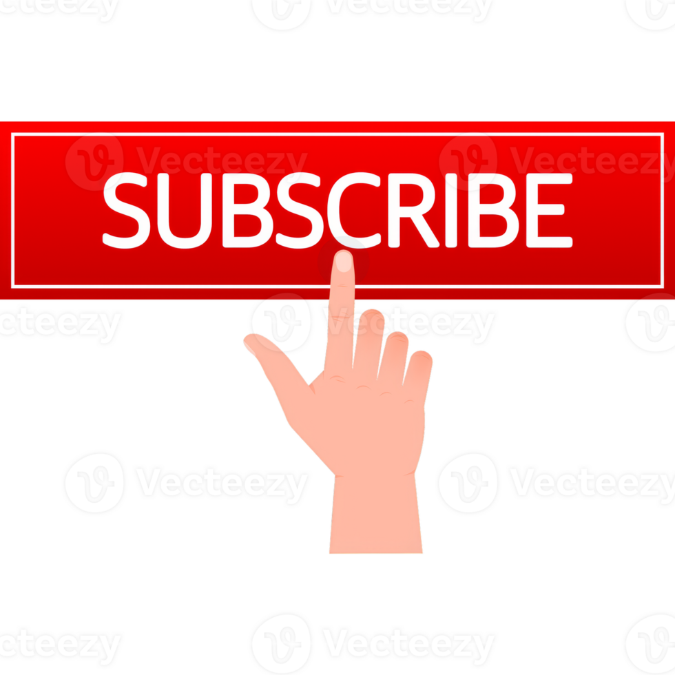 Icon with red subscribe 3D button on white background for web marketing design. Flat deign. Social media element. White background. illustration. png
