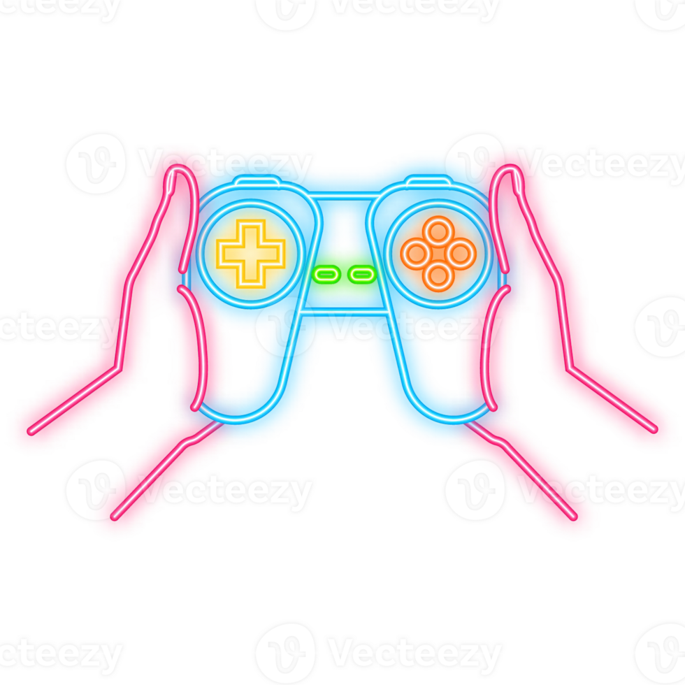 Abstract game for game design. illustration design. Play online. Neon icon. png