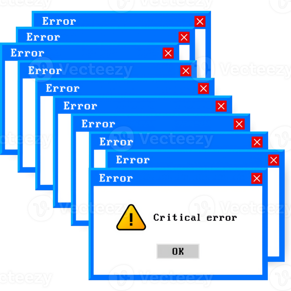 System error icon failure pc interface. Error message computer window alert popup png