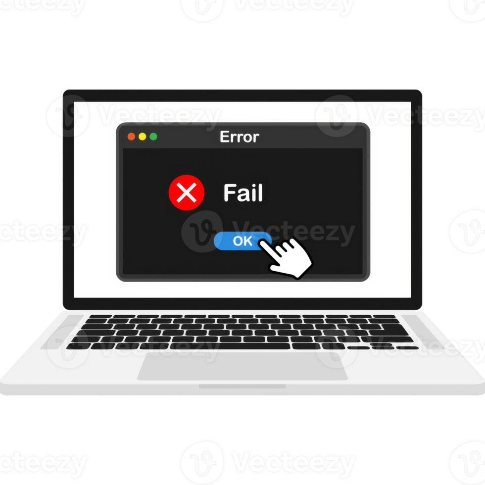 System error icon failure pc interface. Error message computer window alert popup png