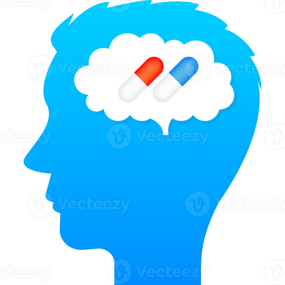 Cartoon character pills brain. Tech support. illustration. png