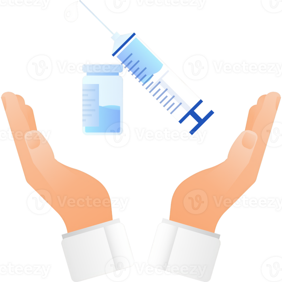 Vaccine COVID-19 icon. Syringe and blue vaccine vial. illustration png