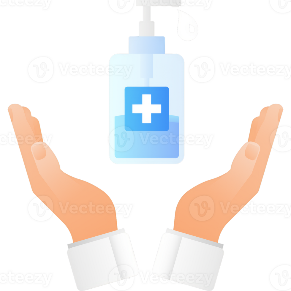 Disinfection sanitizer on transparent background. 3d illustration. png