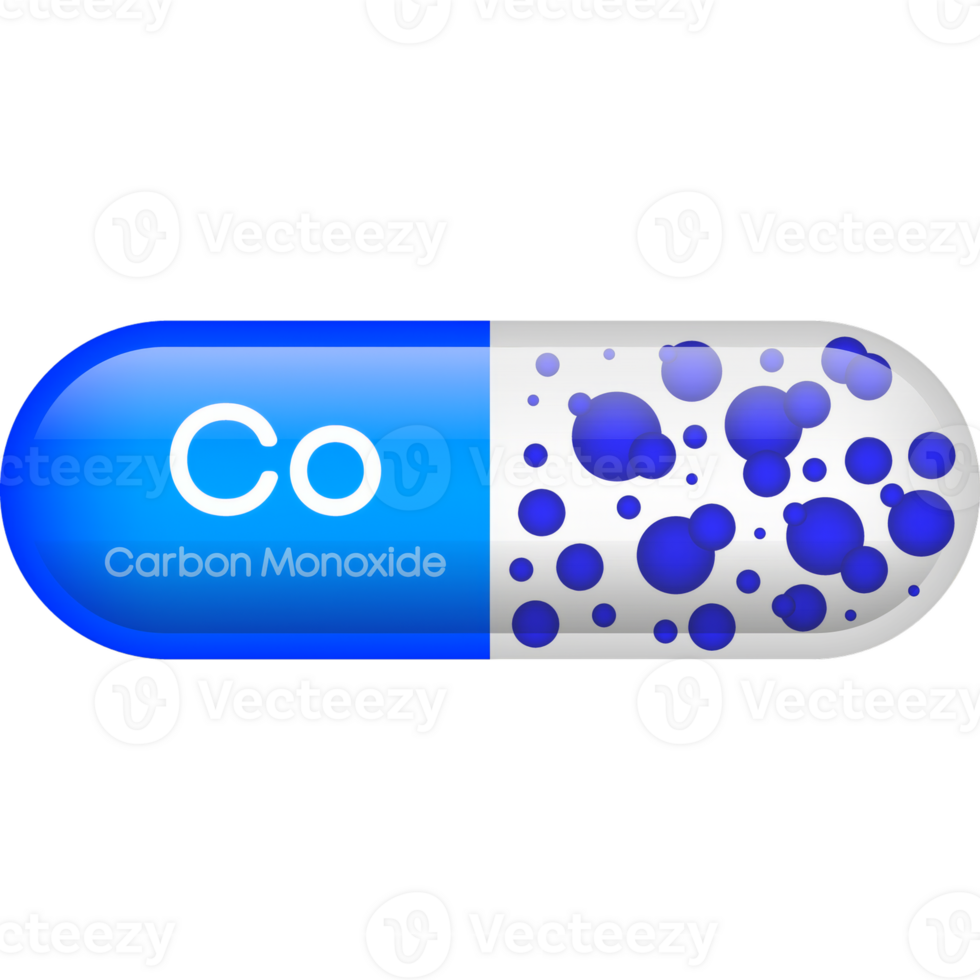 Flat illustration. Blue capsule carbon monoxide png