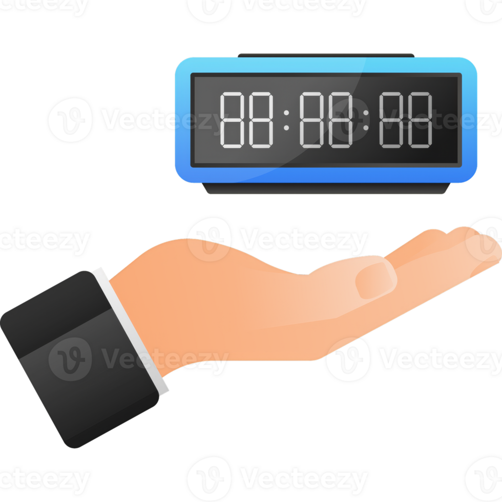 Flat digital clock illustration on white background. Phone icon set. Flat illustration png