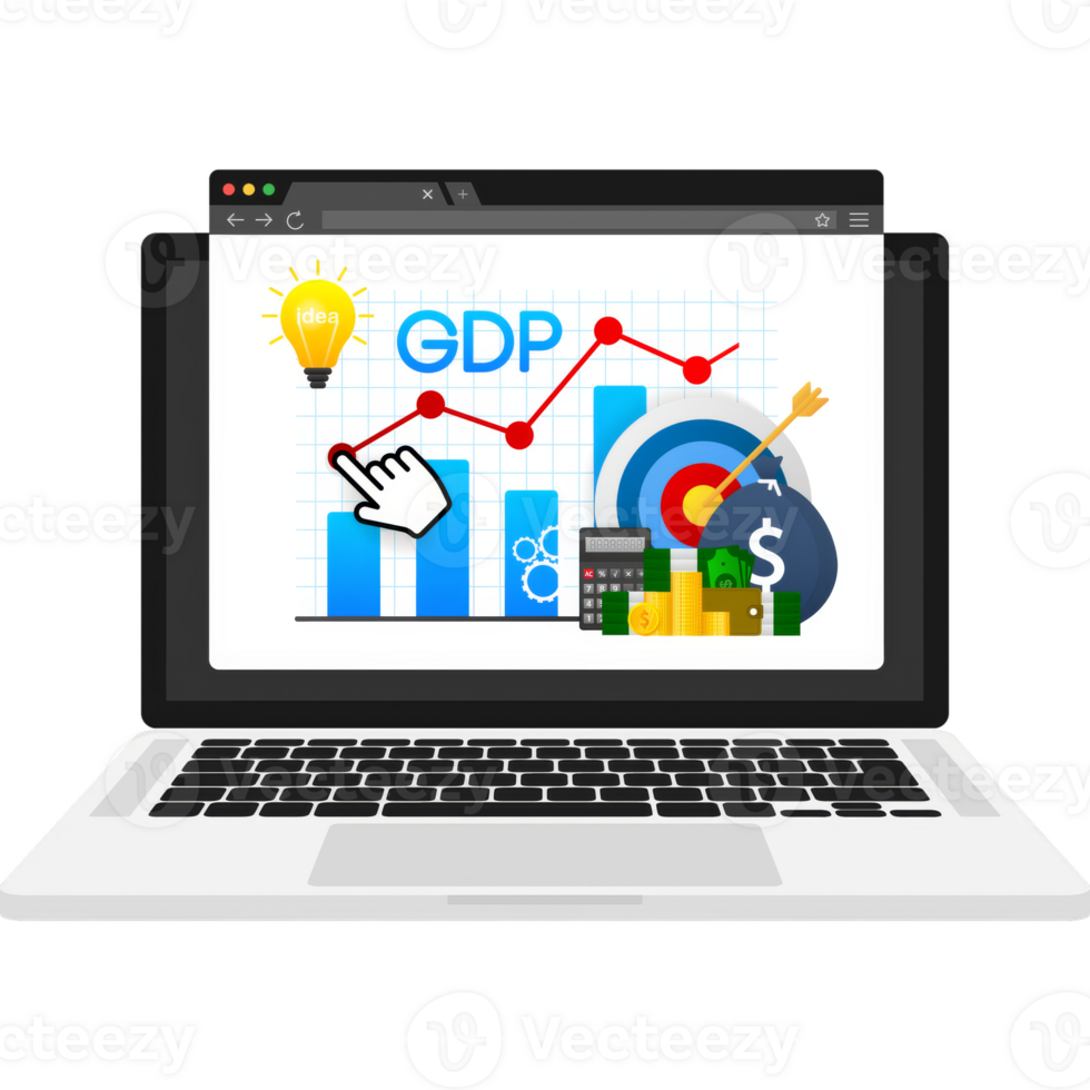 illustration for gross domestic product rate, global economy, national budget.Business icon. Flat . Arrow icon png