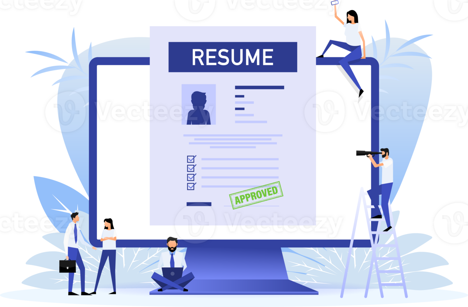 Job resume on computer screen png