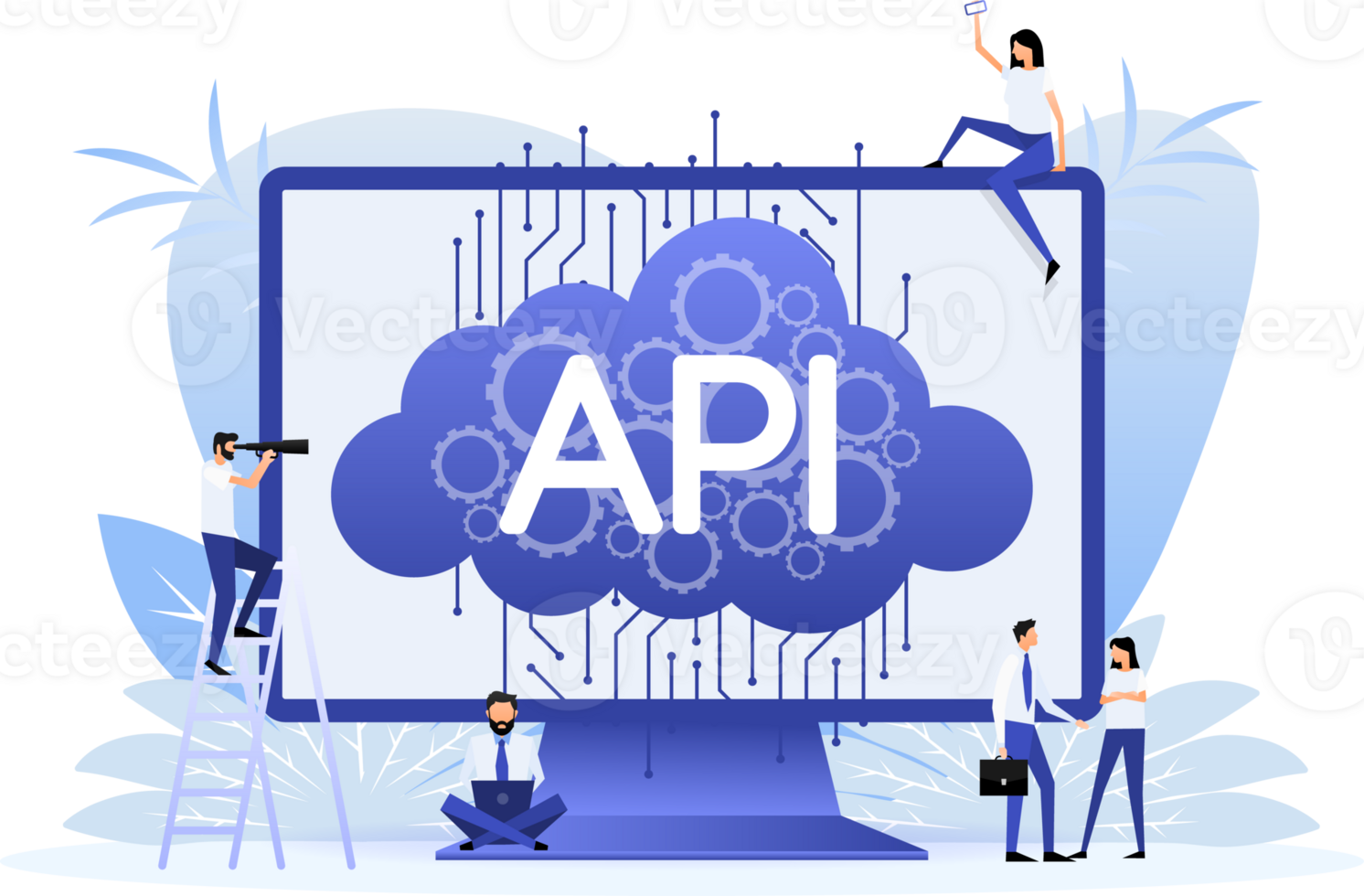 Api cloud on computer screen png