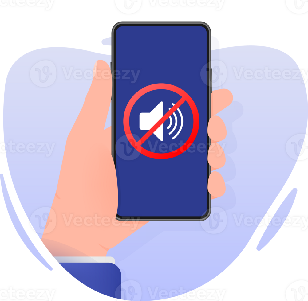 Doodle no sound smartphone hand png