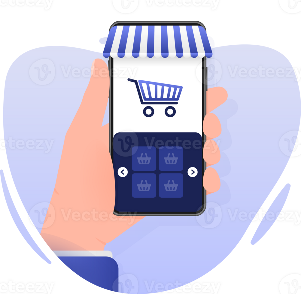 Online shop hand smartphone png