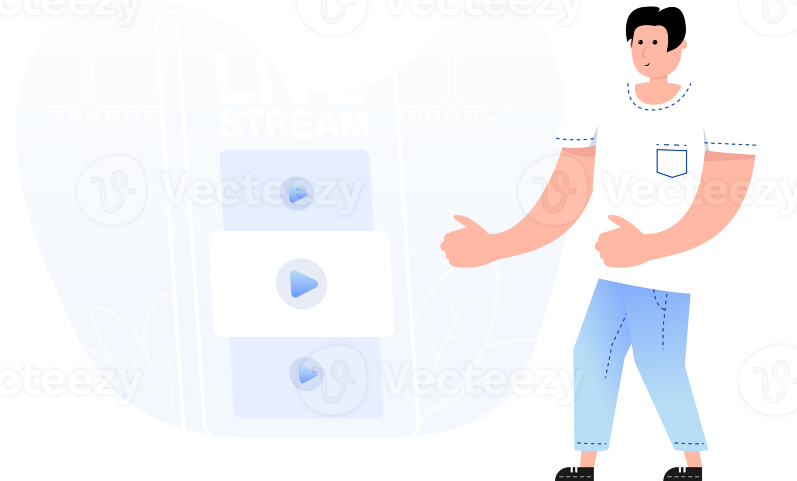 live stream on smartphone and people png