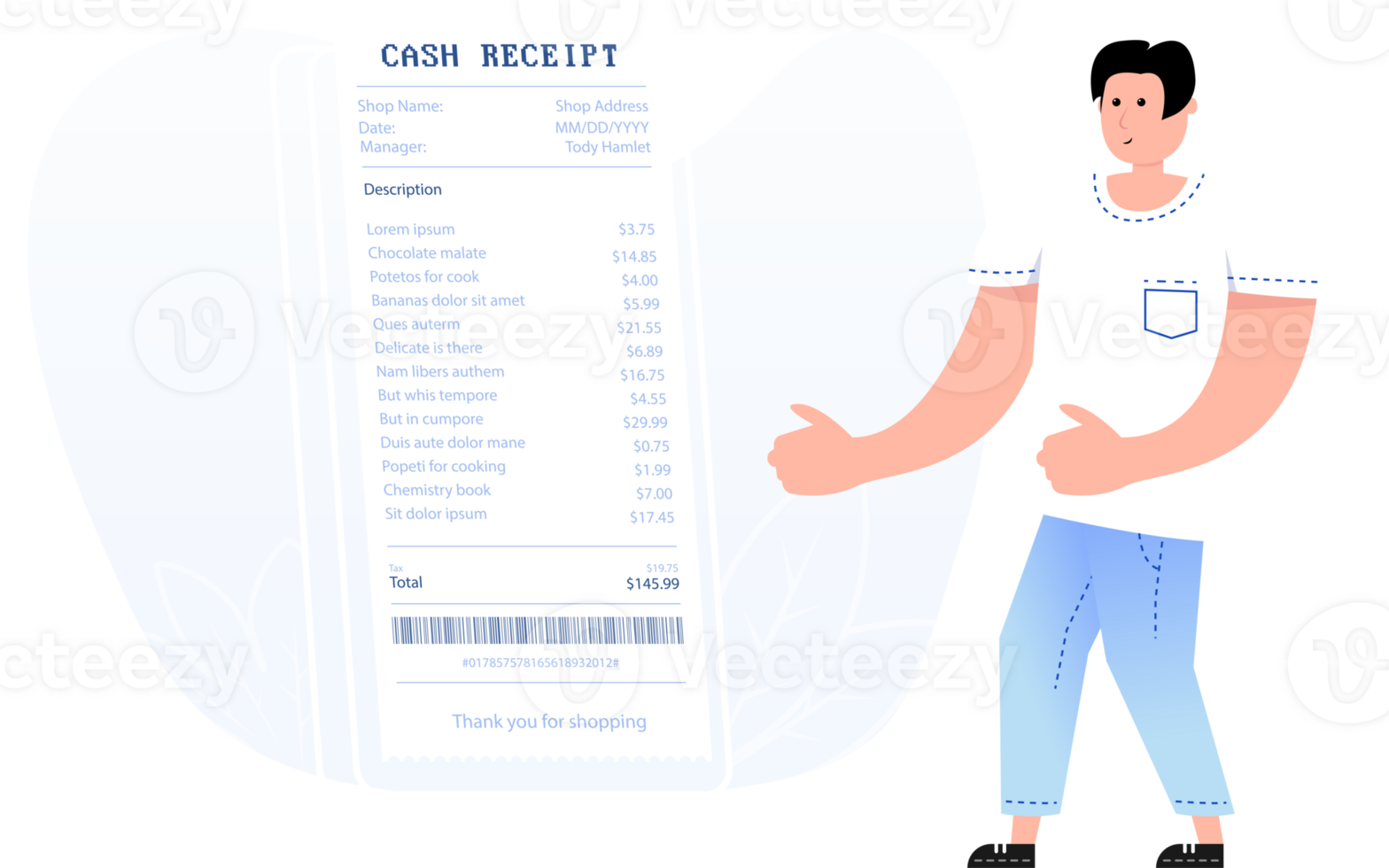 Cash receipt on smartphone and people png