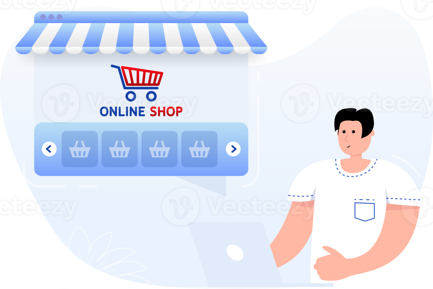 Card with online shop hand smartphone png