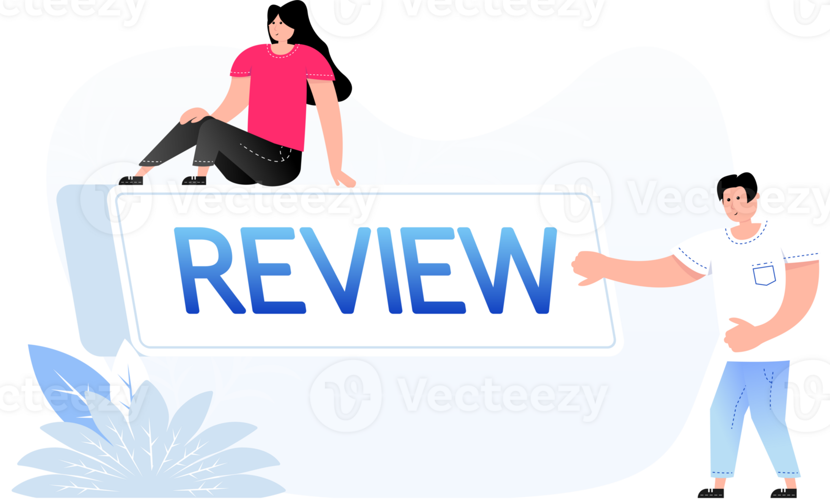 Review with click here people png