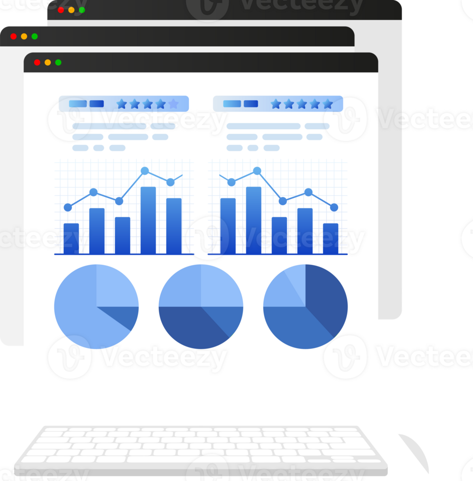 Flat character analysis people for report design. illustration. Finance isometric. png