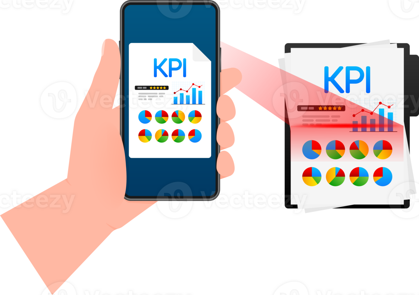 Flat icon with kpi for marketing design. Financial investment. Business data analysis png