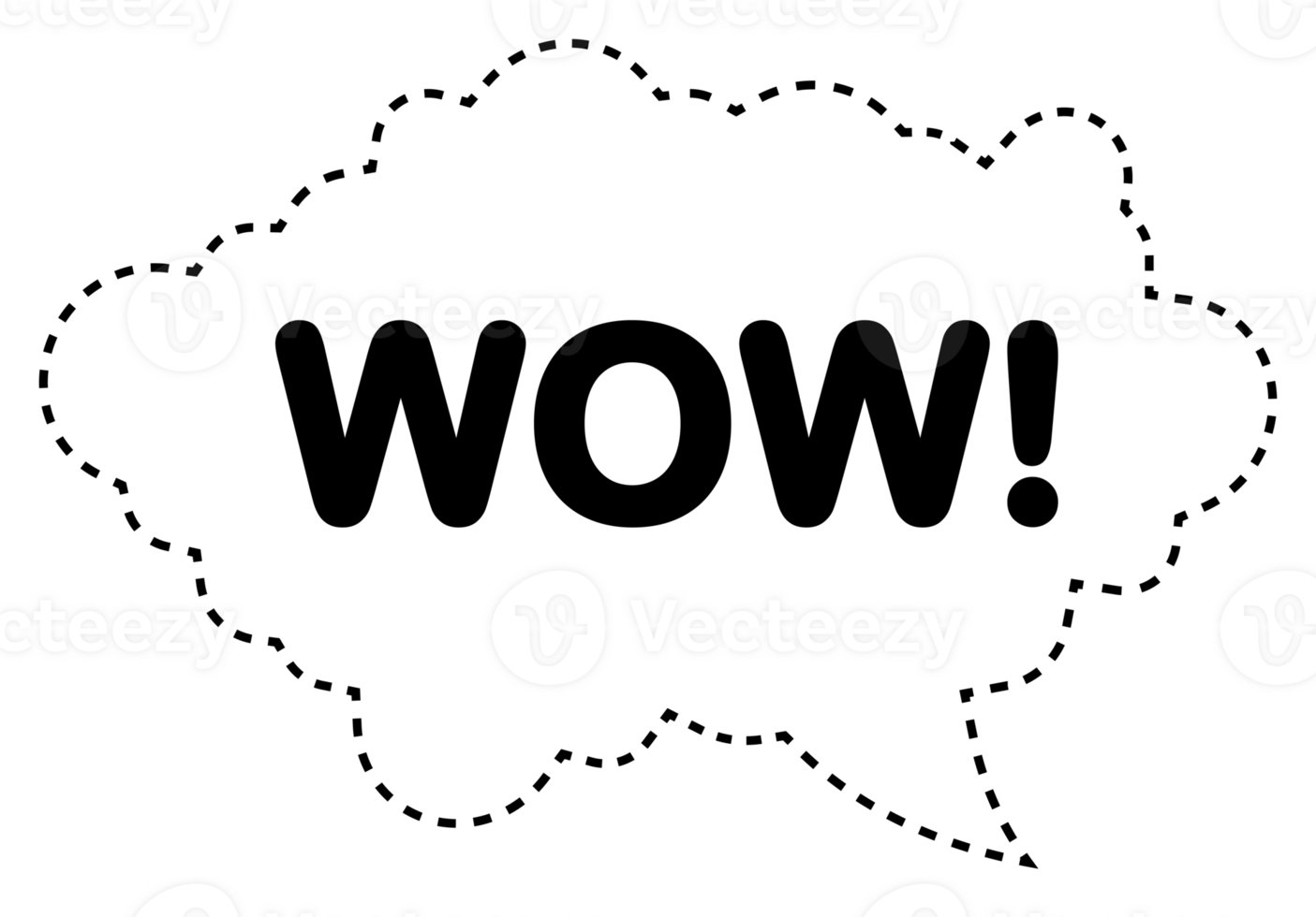 Wow white speech bubble on yellow background. illustration png